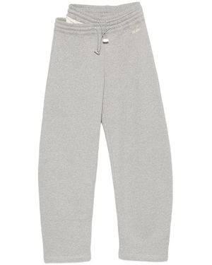 The Attico Layered-Waistband Drawstring Track Pants - Gray