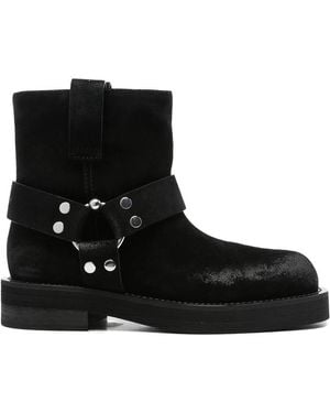3Juin Steve Buckle-Strap Suede Boots - Black