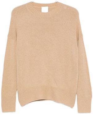 Allude Ribbed-Knit Crew Neck Sweater - Natural
