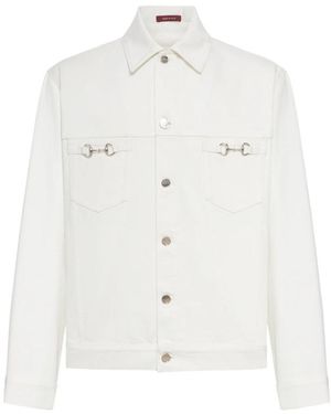 Gucci Denim Jacket With Horse Detail - White