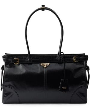 Prada Bonnie Large Leather Handbag - Black