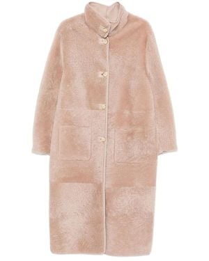 Simonetta Ravizza Single-Breasted Shearling Coat - Pink