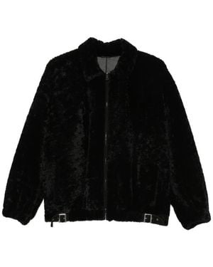 Simonetta Ravizza Strappy Buckle-Detail Fur Jacket - Black