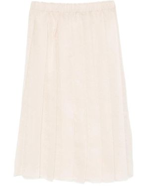Fabiana Filippi Pleated Semi-Sheer Midi Skirt - Natural