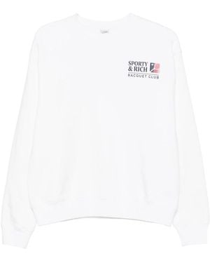 Sporty & Rich Lena Logo-Print Elasticated Shorts - White