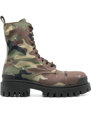 Balenciaga Camo-Print Boots - Brown
