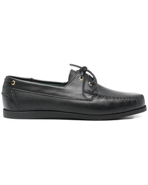 VINNY'S Boatman Lace-Up Boat Shoes - Black