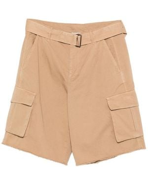 Laneus Belted Button Cargo Shorts - Natural