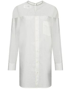 MM6 by Maison Margiela High-Cut Cuffed Cotton Shirt - White