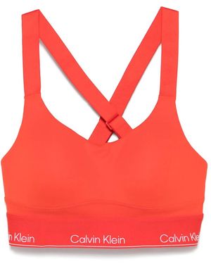 Calvin Klein Logo-Hem Sports Bra - Red