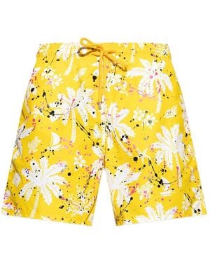Palm Angels Palm-Tree Swim Shorts - Yellow