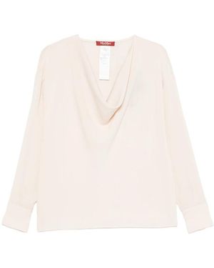 Max Mara Cowl-Neck Silk Blouse - Natural