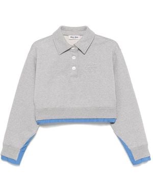 Miu Miu Cotton Polo Sweatshirt - Gray