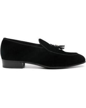 Gucci Double G-Tassels Velvet Loafers - Black