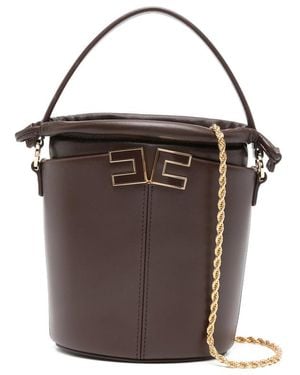Elisabetta Franchi Logo Chain Mini Bag - Brown