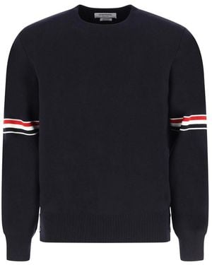 Thom Browne Milano Stitch Rwb Arm Stripe Pullover - Blue