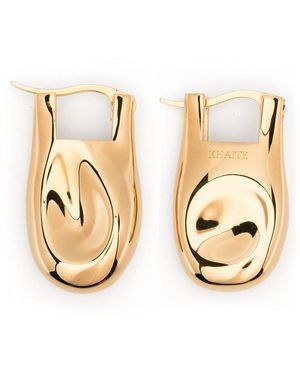 KHAITE Engraved-Logo Earrings - Metallic