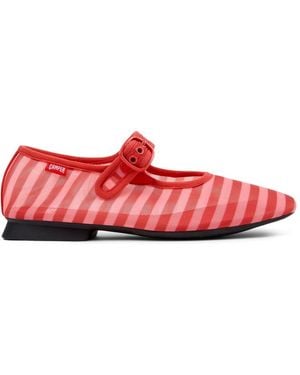 Camper Casi Myra Striped Buckle Ballet Flats - Red