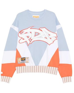PDF Graphic-Print Colour-Block Sweatshirt - Blue