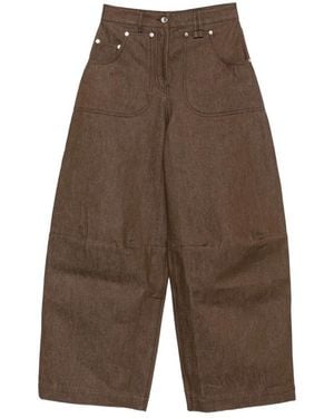 Simone Rocha Embellished Logo-Patch Jeans - Brown
