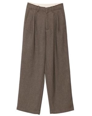 ELEH Pleated Palazzo Trousers - Brown