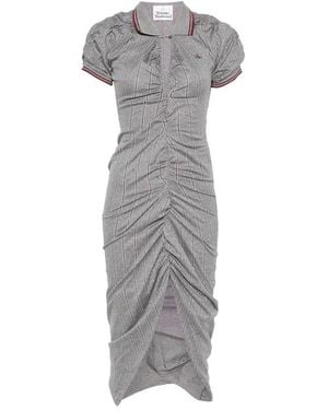 Vivienne Westwood Pulling Ruched Asymmetric Midi Dress - Grey