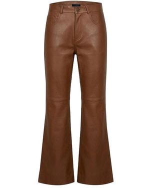 Haikure Flora Leather Pants - Brown