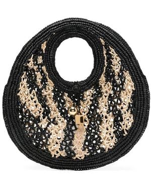 Jacquemus Raffia Circle-Handle Tote Bag - Black