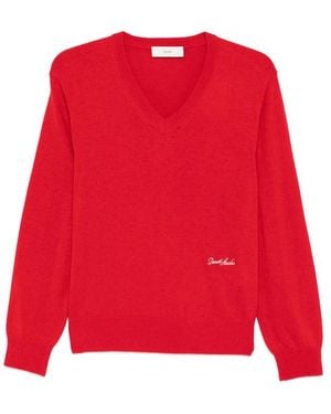 DUNST V-Neck Logo Jumper - Red