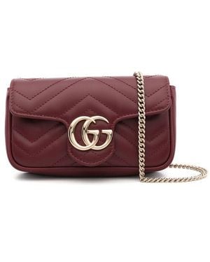 Gucci Super Mini Gg Marmont Cross Body Bag - Red