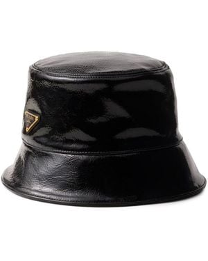 Prada Triangle-Logo Bucket Hat - Black