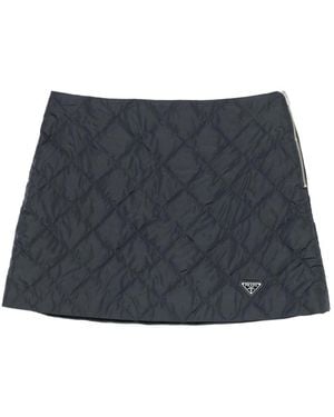 ミニスカート PRADA MIDNIGHT BLUE DRILL MINI SKIRT Prada Pleated gabardine miniskirt with metal rings | REVERSIBLE
