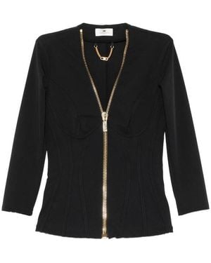 Elisabetta Franchi Zip-Up Corset-Style Jacket - Black