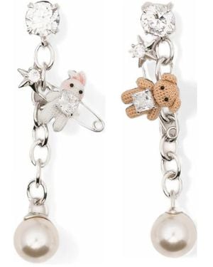 YVMIN Crystal-Embellished Drop Earrings - White