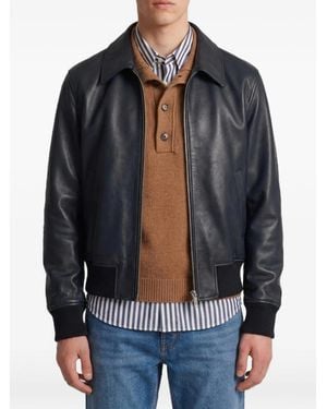 Ami Paris Lamb-Leather Zipped Jacket - Black