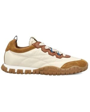 Miu Miu Tyre Technical Fabric, Suede And Leather Sneakers - Natural