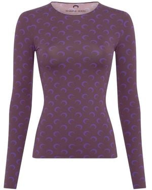 Marine Serre Moon-Printed Long-Sleeved T-Shirt - Purple