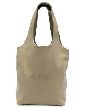 A.P.C. A. P.C. Logo-Print Leather Tote Bag - Multicolor