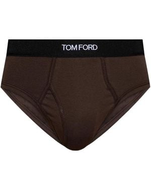 Tom Ford Branded-Waistband Briefs - Black