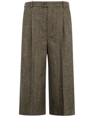 Saint Laurent Pleated Knee-Length Shorts - Green