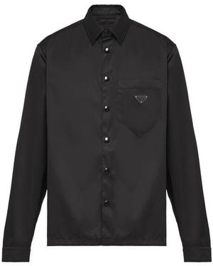 Prada Re-Nylon Triangle-Logo Shirt - Black