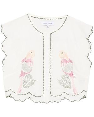 Maison Labiche Embroidery Scalloped Top - White