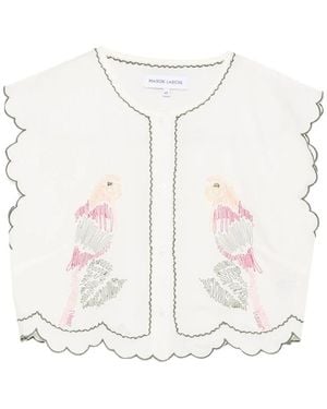 Maison Labiche Embroidery Scalloped Top - White