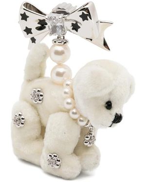 YVMIN Bow-Detail Puppy-Motif Earring - Metallic