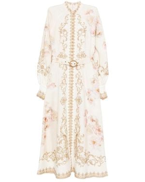 Zimmermann Floral-Print Buttoned Dress - Natural