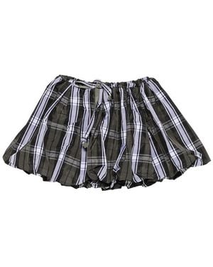 Patou Tartan-Print Bubble-Hem Skirt - Black