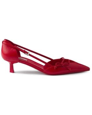 Prada Open-Side Leather Pumps - Red