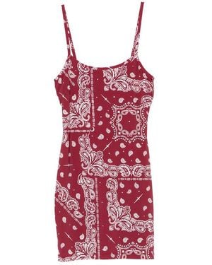 VENUJA Paisley Thin-Strap Mini Dress - Red
