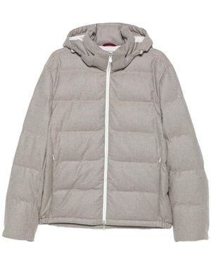 Brunello Cucinelli Houndstooth-Pattern Quilted Jacket - Gray