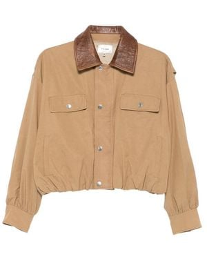 FRAME Leather-Collar Jacket - Natural